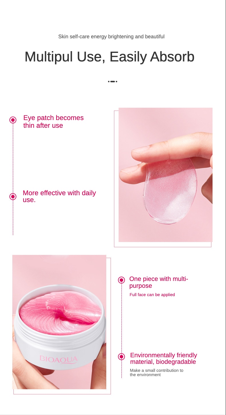 Set 60 Mặt Nạ Mắt Bioaqua Chiết Xuất Đào Dưỡng Ẩm Làm Mịn Và Săn Chắc Da Giảm Quầng Thâm Bọng Mắt | BigBuy360 - bigbuy360.vn