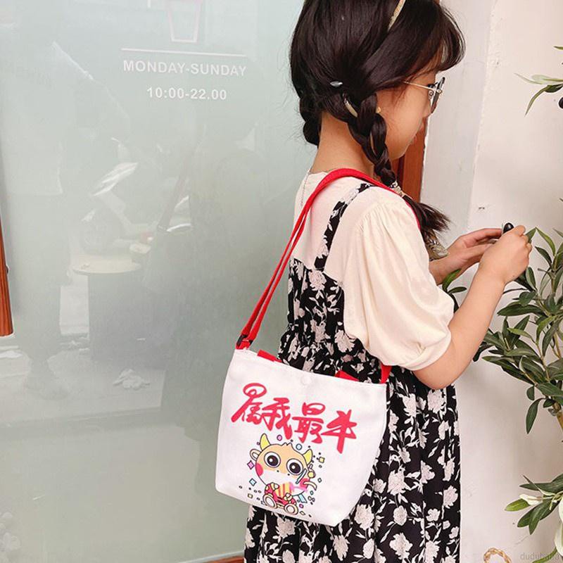 Túi Đeo Vai Vải Canvas Họa Tiết Hoạt Hình Dễ Thương Cho Bé