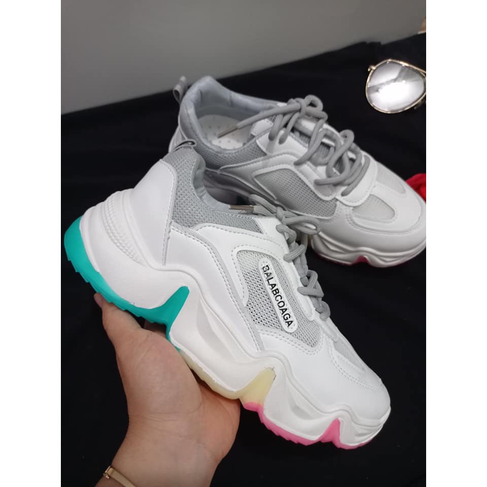 (ảnh thật) giày sneaker nữ thể thao độn đế, phối đế 3 màu cá tính