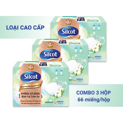 [Mã FMCGMALL giảm 8% đơn 250K] Bộ 3 hộp bông tẩy trang cao cấp Silcot Premium 66 miếng/hộp | WebRaoVat - webraovat.net.vn