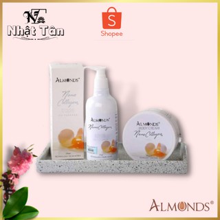 Combo dưỡng trắng da body cream almonds ủ trắng+kem body