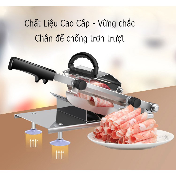 Máy thái thịt đông, chín cho nhà hàng/gia đình - Kèm 1 Lưỡi sơ cua - Dao thái thịt đa năng - Chặt Gà