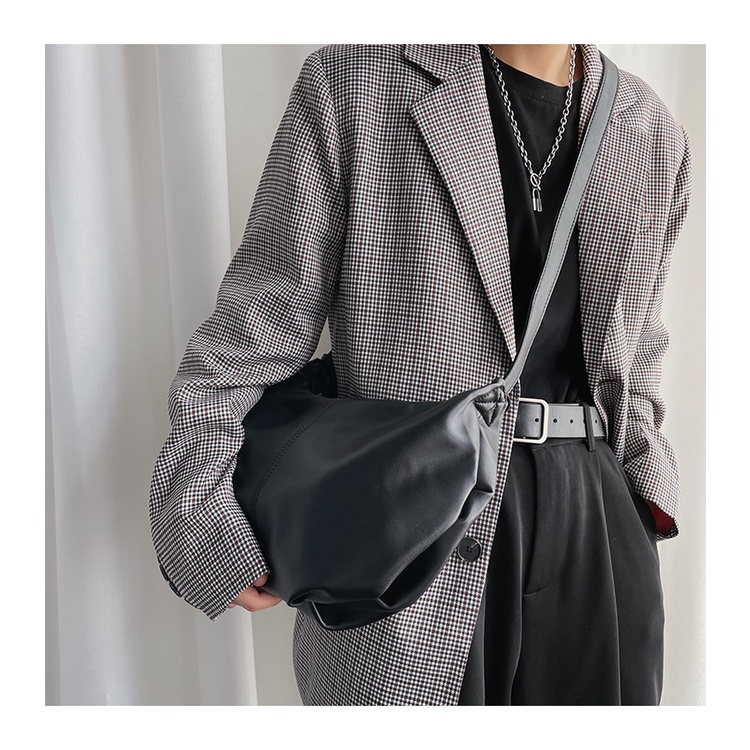 Túi unisex đeo chéo nam nữ bầu da xịn mềm thời trang phong cách Hàn Quốc Trung Quốc Giỏ đựng MINA