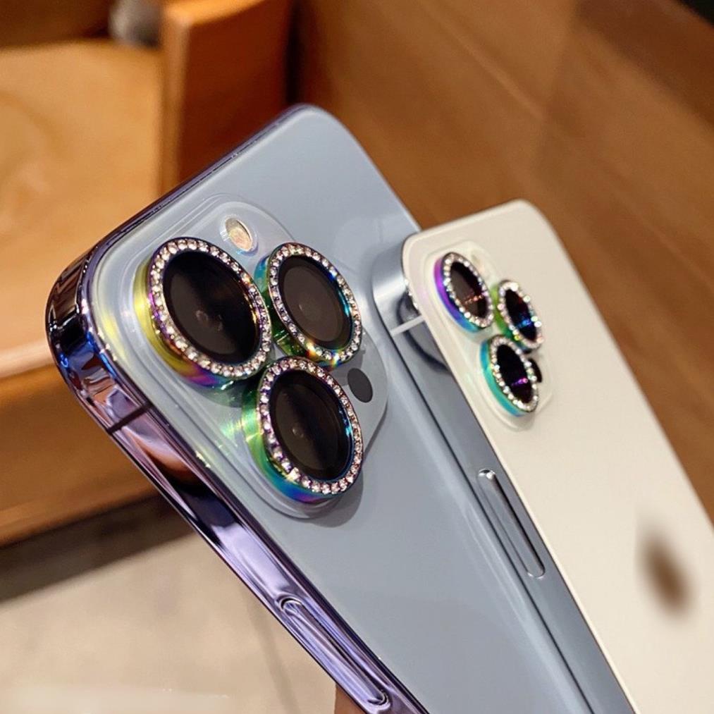 Dán bảo vệ mắt Camera đính đá 6 màu titan cầu vòng iPhone 11  12  13  MINI / PRO / MAX