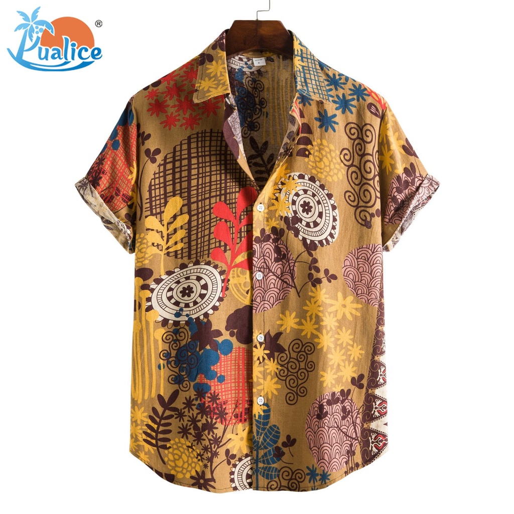 Áo sơ mi ngắn tay in họa tiết thời trang 2021 dành cho nam