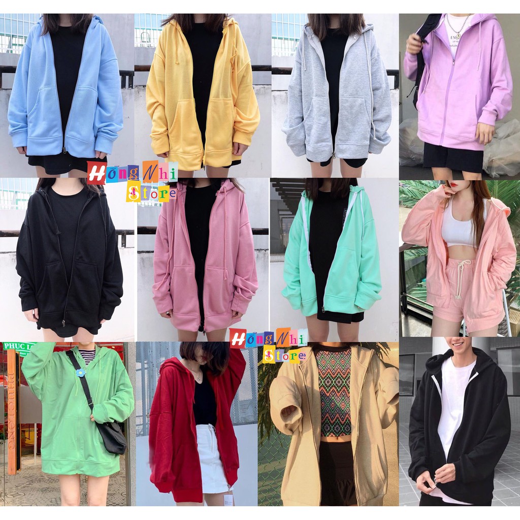 Áo Khoác Hoodie Zip Trơn Oversize Ulzzang Unisex Hoodie Dây Kéo Màu Tím Dáng Rộng - MM