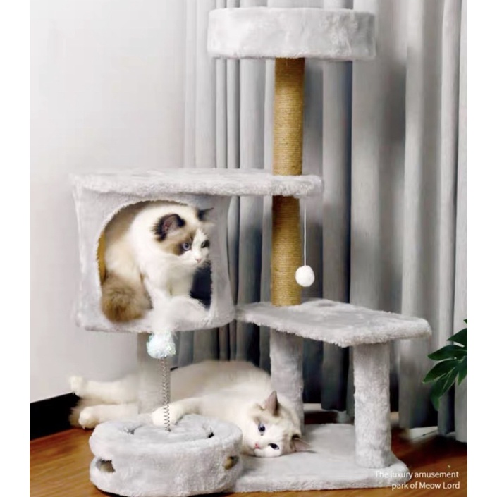 Cattree xám cho mèo to kèm đồ chơi - cào móng cao 85cm