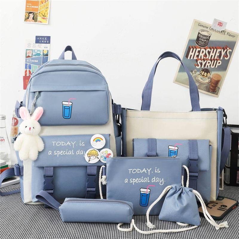 Set Balo Ulzzang 4 Món Đầy Đủ, Balo combo 4 món ly Giá Rẻ Chất Vải Chống Nước: Balo, Túi tote, Ví, Túi Đeo