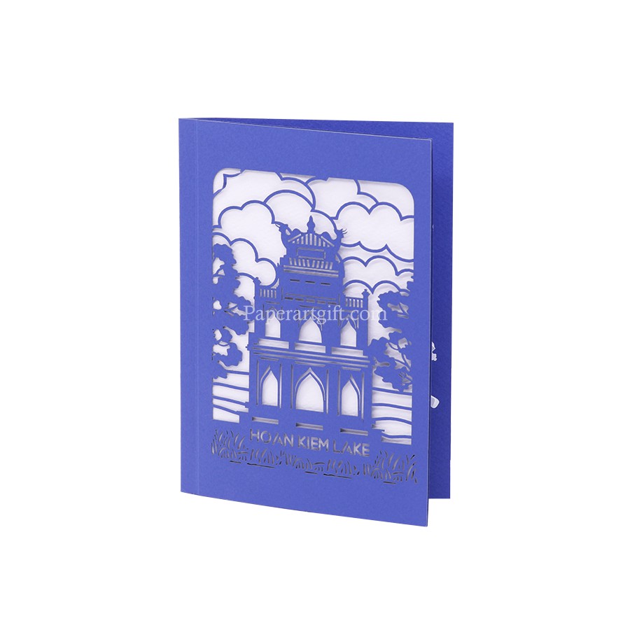 Thiệp nổi 3D Tháp Rùa Hồ Gươm, thiệp kiến trúc Việt Nam, thiệp chúc mừng- Paper Art Gift - PNP111