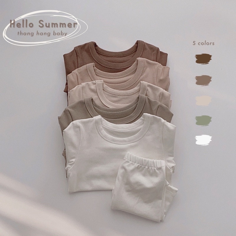 Bộ quần áo trẻ em, quần áo cộc tay cotton hàn cho bé trai bé gái Thanh hằng baby 7 kg đến 17 kg