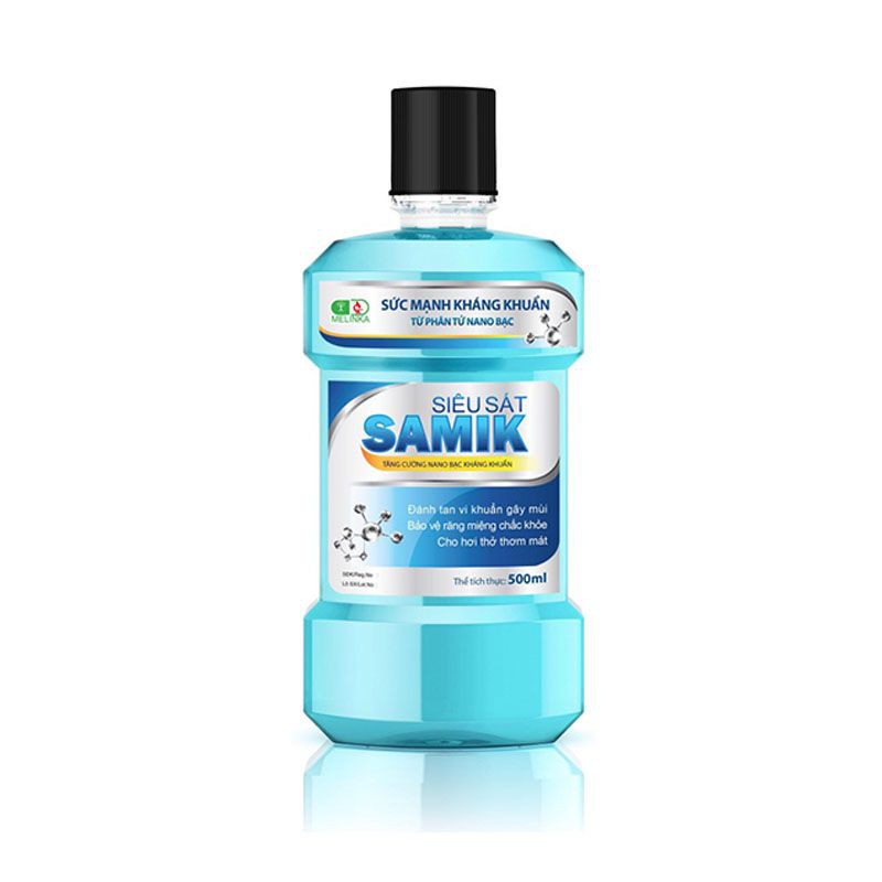 Nước súc miệng Samik Nano Bạc 500ml -  Ngăn ngừa chứng hôi miệng, mảng bám, chảy máu chân răng