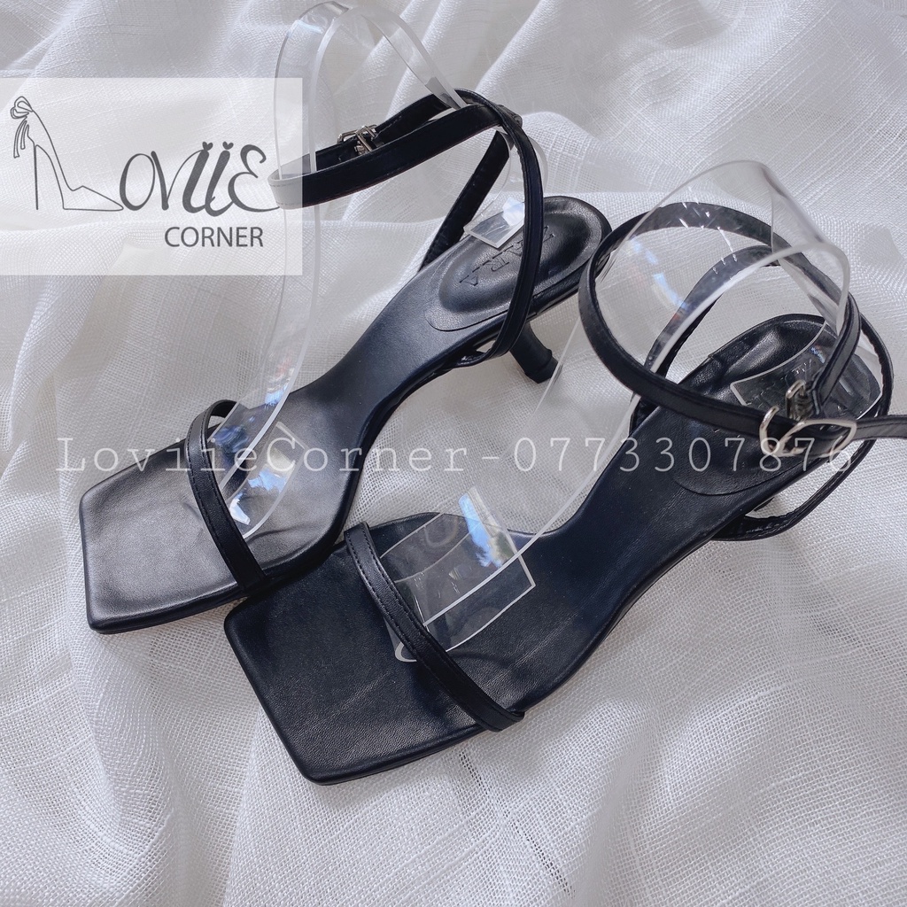 GIÀY CAO GÓT LOVIIE CORNER - SANDAL NỮ THỜI TRANG MŨI VUÔNG - GUỐC QUAI MẢNH GÓT LÙN 5 PHÂN G220205