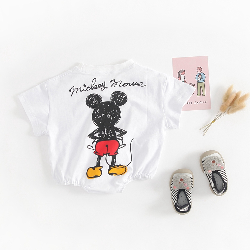 Bộ Áo Liền Quần Tam Giác In Hình Chuột Mickey Cho Bé