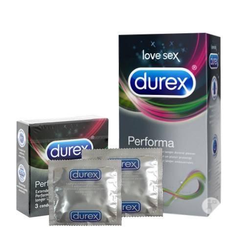 [Hàng Chính Hãng]  Bao cao su Durex Performa HỘP 3 CÁI  Size 52mm - Hộp 03 cái (Bcs Kéo Dài Thời Gian Yêu)