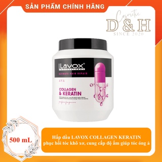 Hấp dầu LAVOX COLLAGEN KERATIN 500ml phục hồi tóc hư tổn nặng, khô xơ, cung cấp độ ẩm giúp tóc óng ả