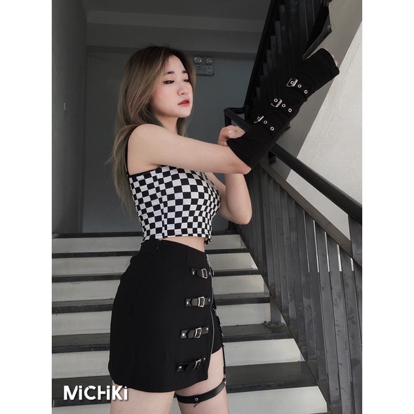 Váy Blackpink ngắn Michiki phối 4 khoá phong cách Ulzzang - Hàng thiết kế cao cấp