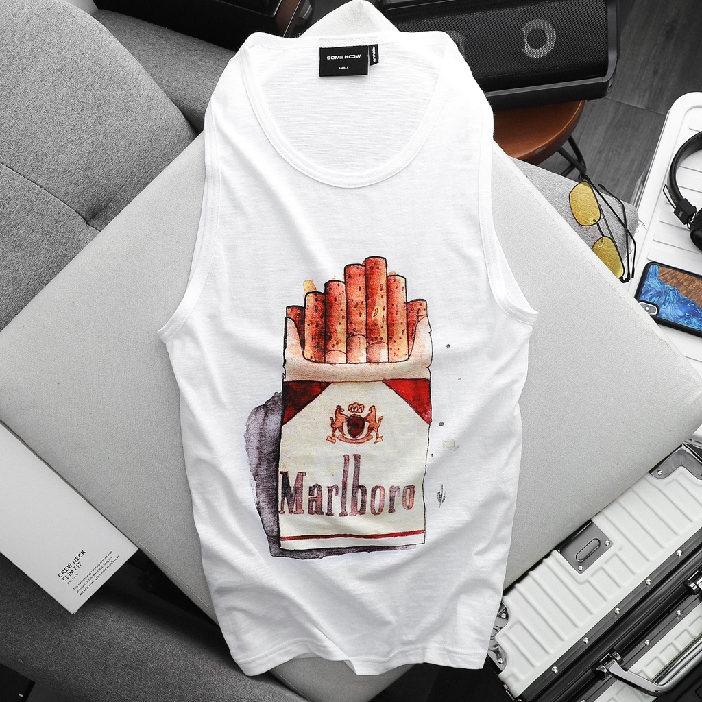 Áo Thun Tanktop Marlboro Cigarette , Chất Vải Cotton Co Giãn, 000401, SOMEHOW