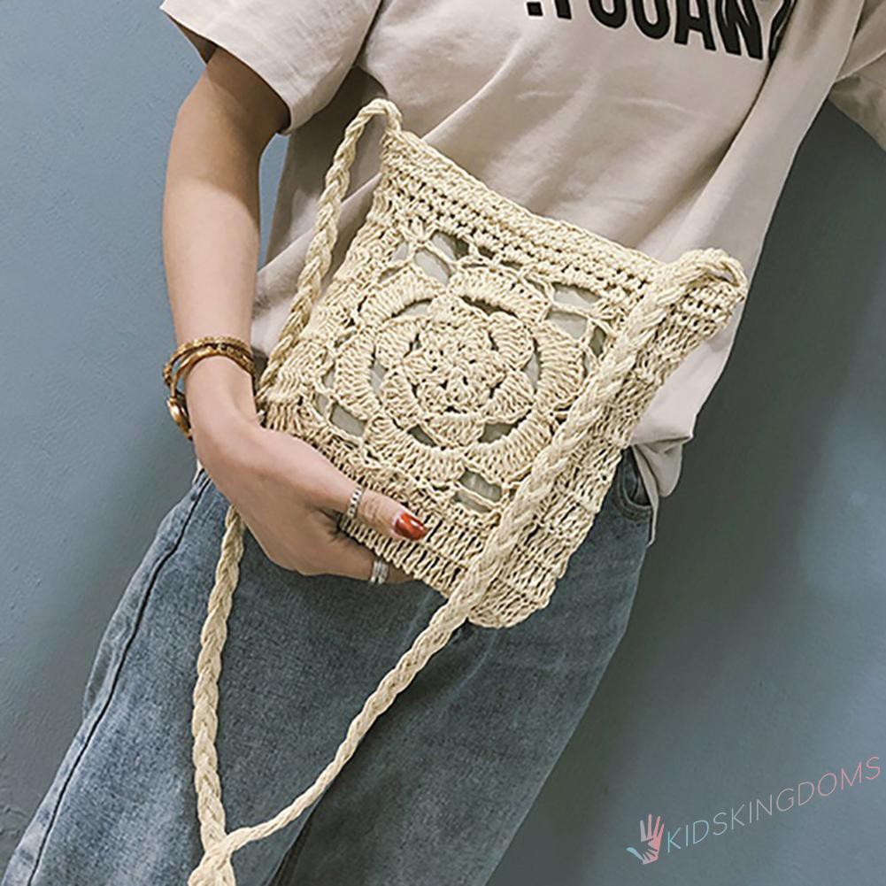 【Big Sale】Summer Beach Women Girls Crochet Braid Bags Shoulder Vintage Messenger Bag