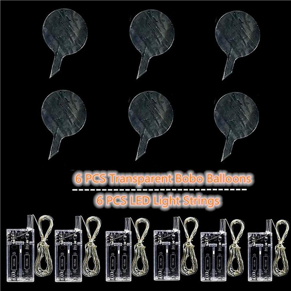 Set 6 Bong Bóng Trong Suốt 18 IN Boboo Có Đèn LED Và Bóng Bay Helium Trang Trí Tiệc Cưới / Sinh Nhật