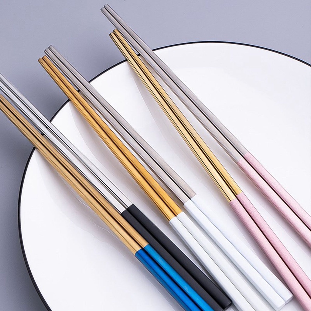 Đũa ăn sushi bằng thép không gỉ chống trượt nhiều màu phong cách Hàn Quốc