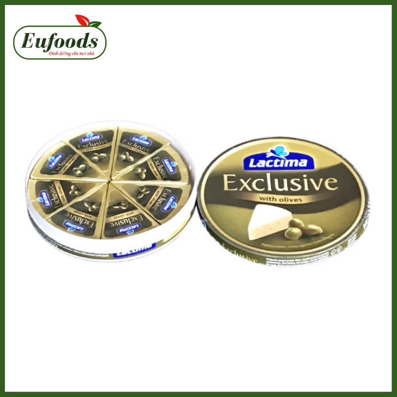 DATE T8/2023 Phô Mai Hộp Tròn Lactima Exclusive Olive Ba Lan 140g