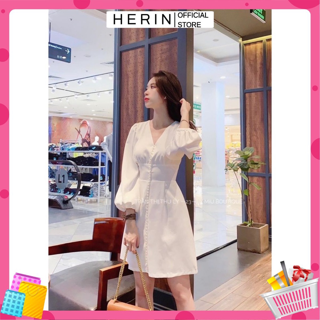 Đầm nữ trắng tay phồng dạo phố xinh xắn thiết kế 2 lớp có lót toàn thân vải may loại 1 mã [20CUOM