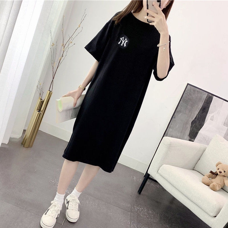 Đầm Thun Cotton Màu Trơn Dáng Rộng Thời Trang Mùa Hè Hàng Mới Dành Cho Bạn Nữ