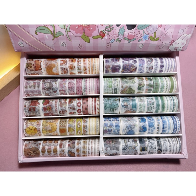 Set 100 cuộn washi tape dễ thương dùng trang trí sổ, trang trí bullet journal