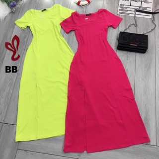 Đầm thun maxi xẻ đùi