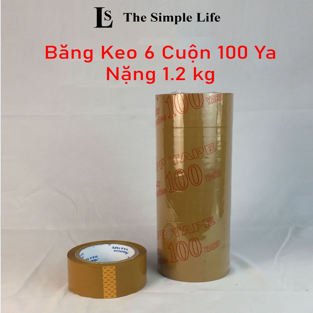 Băng keo trong, băng keo đục (6 cuộn/cây) 100 Ya nặng 1.2kg , băng dính lõi mỏng, chắc chắn, đóng hàng hóa [CHÍNH HÃNG]
