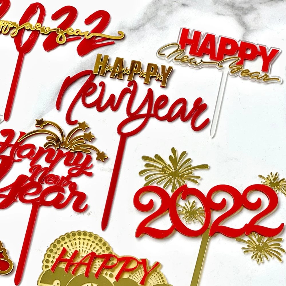 Set 2022 phụ kiện cắm trang trí bánh kem mừng năm mới/sinh nhật/sự kiện