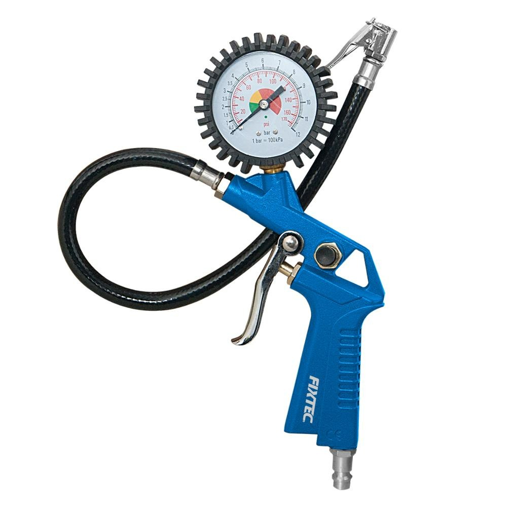 Súng bơm lốp ô tô xe máy cao cấp FIXTEC FATG0001 có đồng hồ đo áp suất, dùng cho máy nén khí