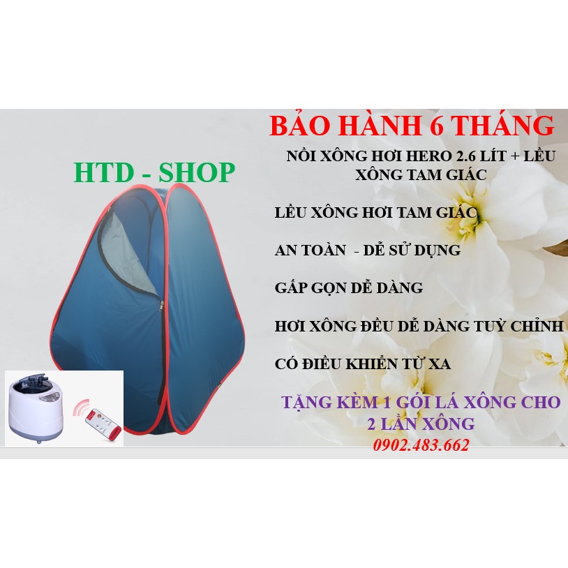 Nồi xông 2.6l kèm lều xông tam giác tự bung, tặng kèm ổ cắm 3 chấu, Bảo hành 6 tháng.