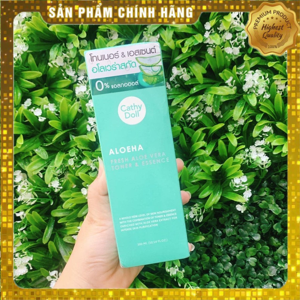 Nước hoa hồng lô hội tươi Cathy Doll AloeHa Fresh Aloe Vera Toner & Essence 300ml cân bằng và cấp ẩm cho da | BigBuy360 - bigbuy360.vn