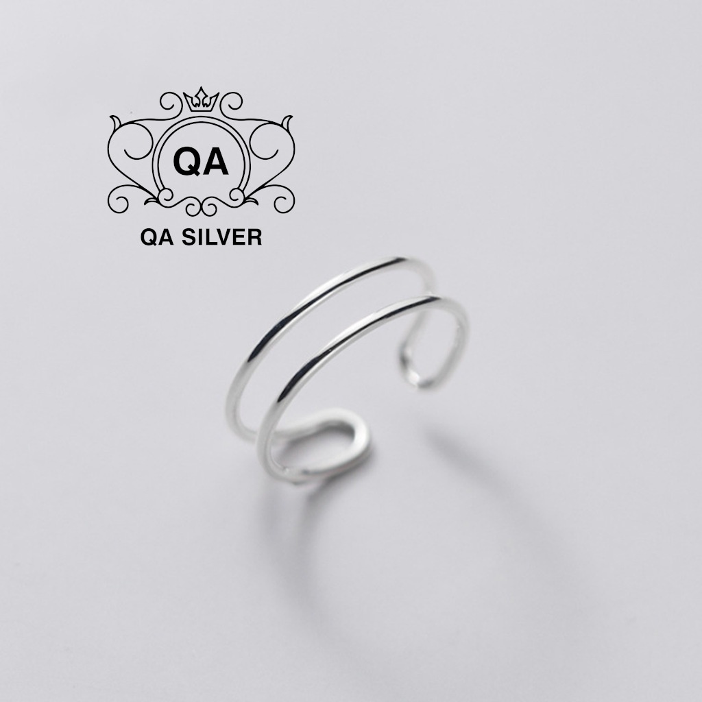 Nhẫn bạc 925 hai tầng nam nữ trơn mảnh tối giản 2 kiểu S925 LAYER Silver Ring QA SILVER RI191202