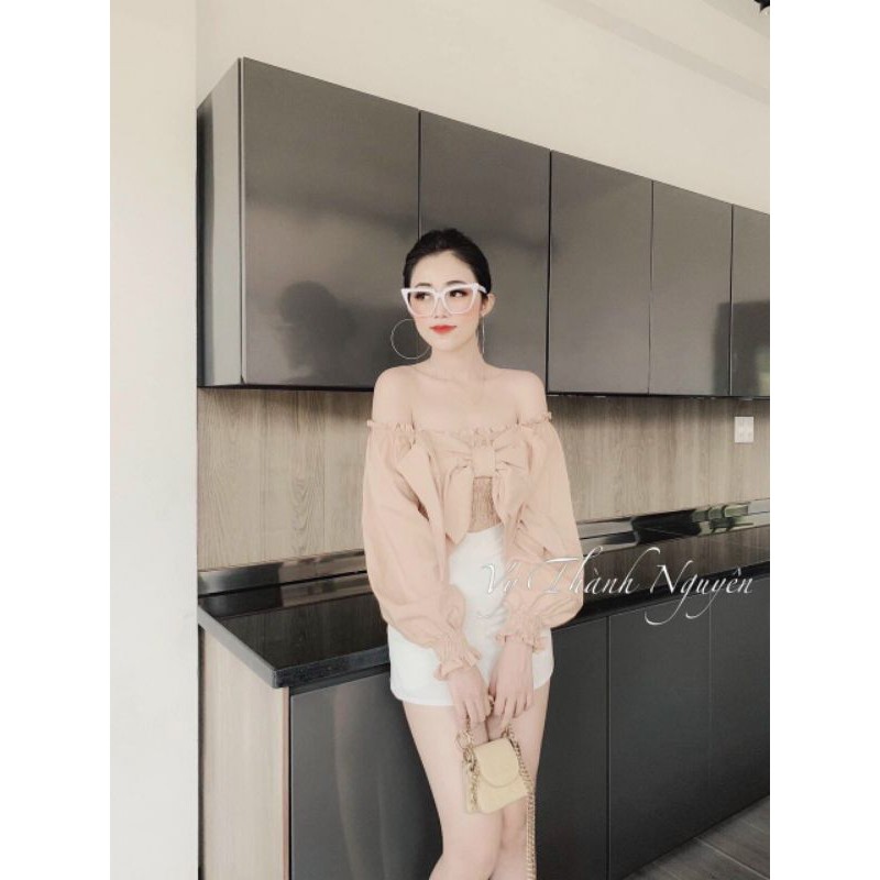 Áo kiểu nhún nơ