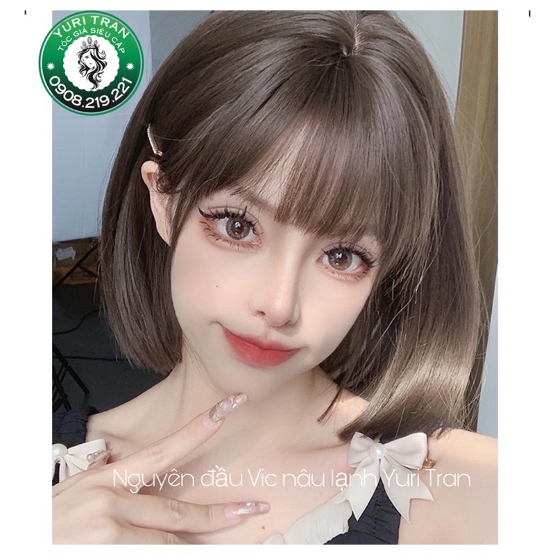 TÓC GIẢ VIC NÂU LẠNH NGUYÊN ĐẦU  tặng kèm lưới trùm xịn