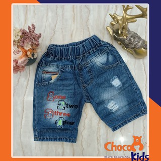 Quần jeans bé trai lửng đầu gối 123 thun mềm mại cao cấp