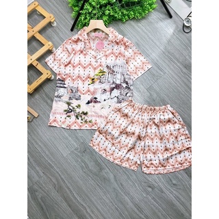 Bộ pyjama đùi lụa latin freesize có túi
