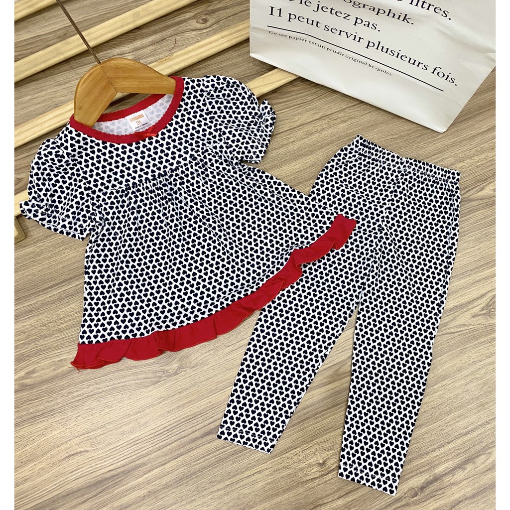 Bộ BABYDOLL tay ngắn quần dài cotton cho bé gái TomKids 9-23Kg