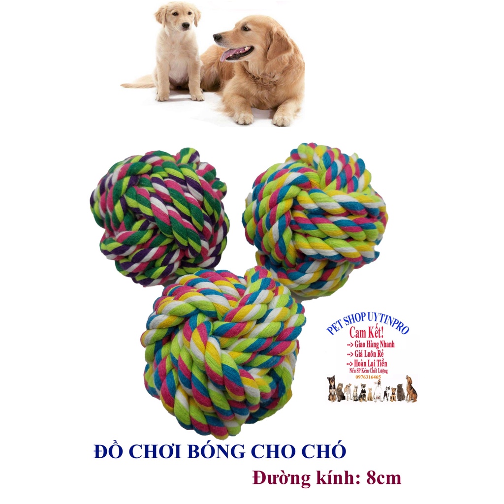 Đồ chơi bóng bện thừng cho Chó Chất liệu thừng chắc chắn Đường kính 8cm Giúp thú cưng thư giãn, xả stress