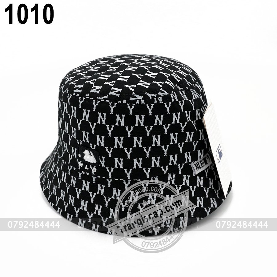 Nón bucket MLB Monogram NY nâu đen