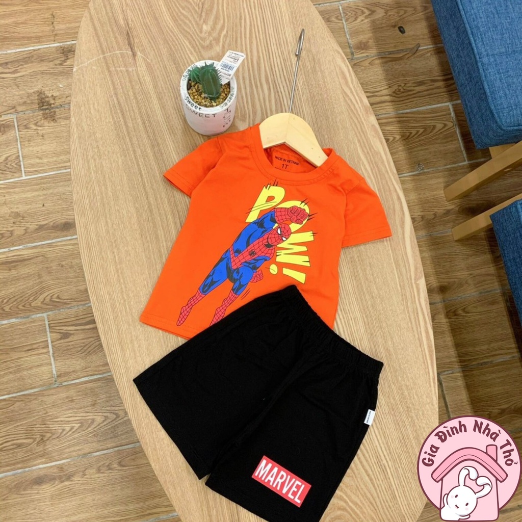 5 mẫu - Set bộ cotton siêu nhân áo thun quần đùi thể thao cá tính cho bé trai ở nhà đi chơi đi học