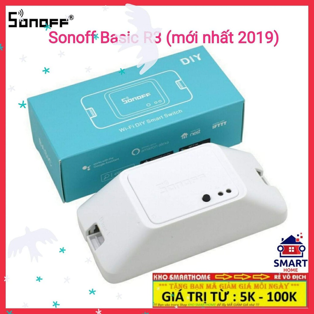 SONOFF BASIC R3 (QUỐC TẾ), công tắc WIFI, công tắc điều khiển từ xa, công tắc thông minh