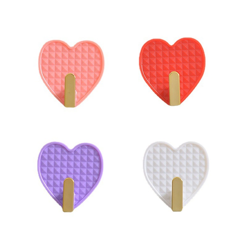 Set 4 Móc Treo Đồ Hình Trái Tim Bằng Nhựa Tiện Dụng Cho Phòng Khách / Phòng Ngủ