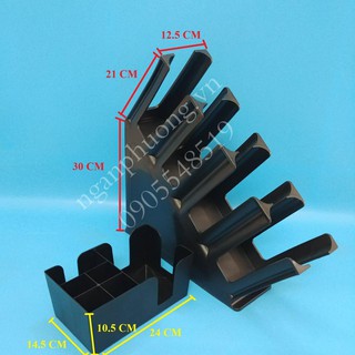 Combo kệ mica đựng trà sữa và kệ nhiều ngăn đựng ống hút, khăn giấy