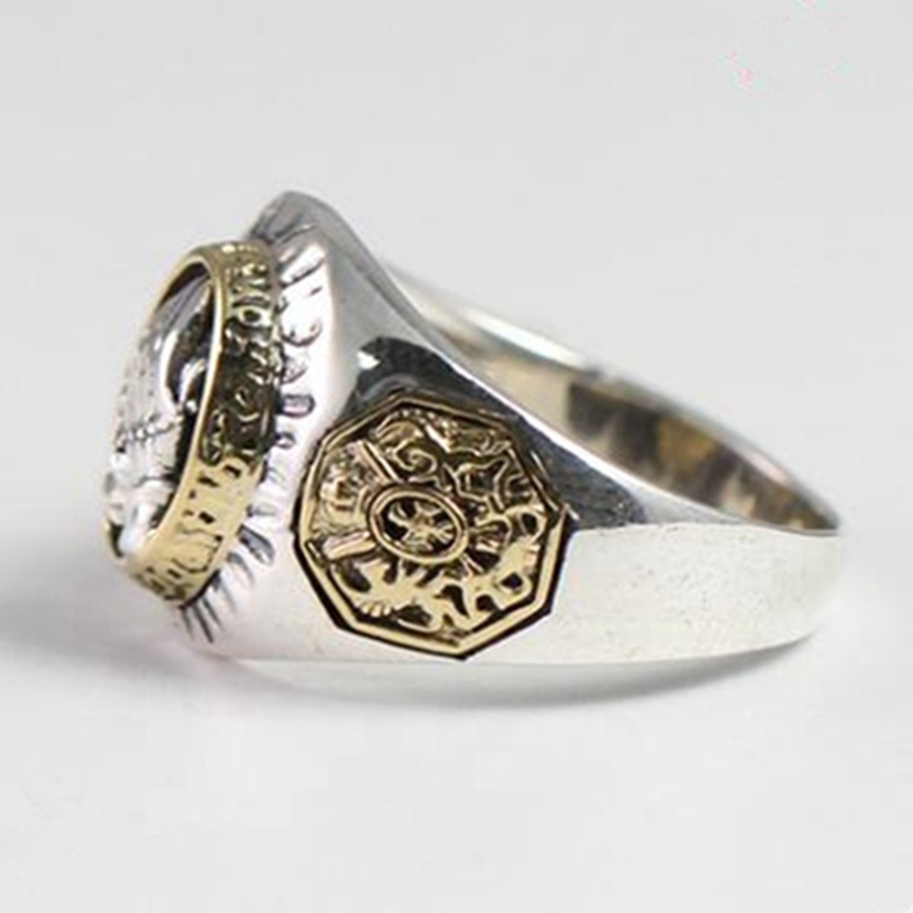 Gothic Prayer Hands Ring Two-tone, Lucky Ring Aksesoris Perhiasan Punk Pria Dan Wanita