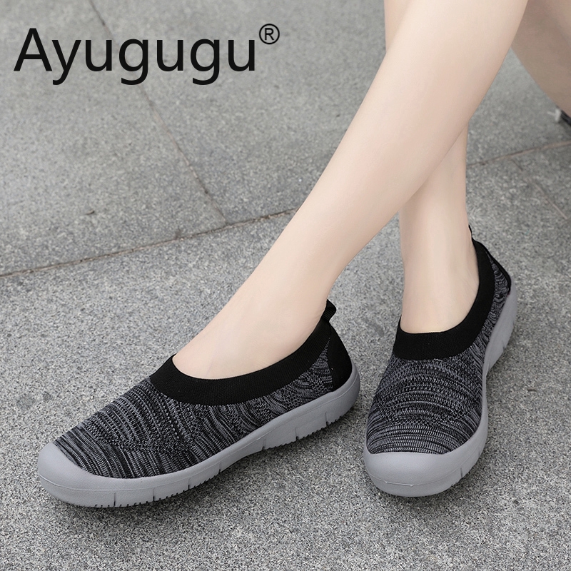 Giày thể thao Ayugugu nhẹ nhàng thoáng khí đế phẳng đơn giản mang ngoài trời dành cho nữ