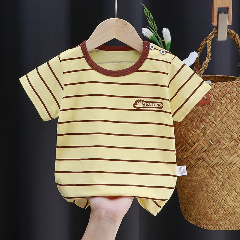 Áo Thun Cotton Tay Ngắn In Họa Tiết Hoạt Hình Dễ Thương Thời Trang Mùa Hè Cho Bé