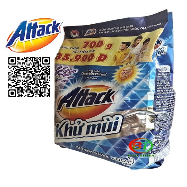 Bột giặt khử mùi diệt khuẩn Attack Nhật Bản gói 4.5kg